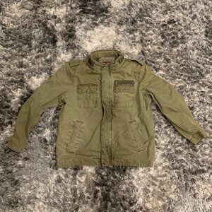 Levis Jacket Mens Medium Army Green Full Zip and Snap Pockets Trucker SZ XL